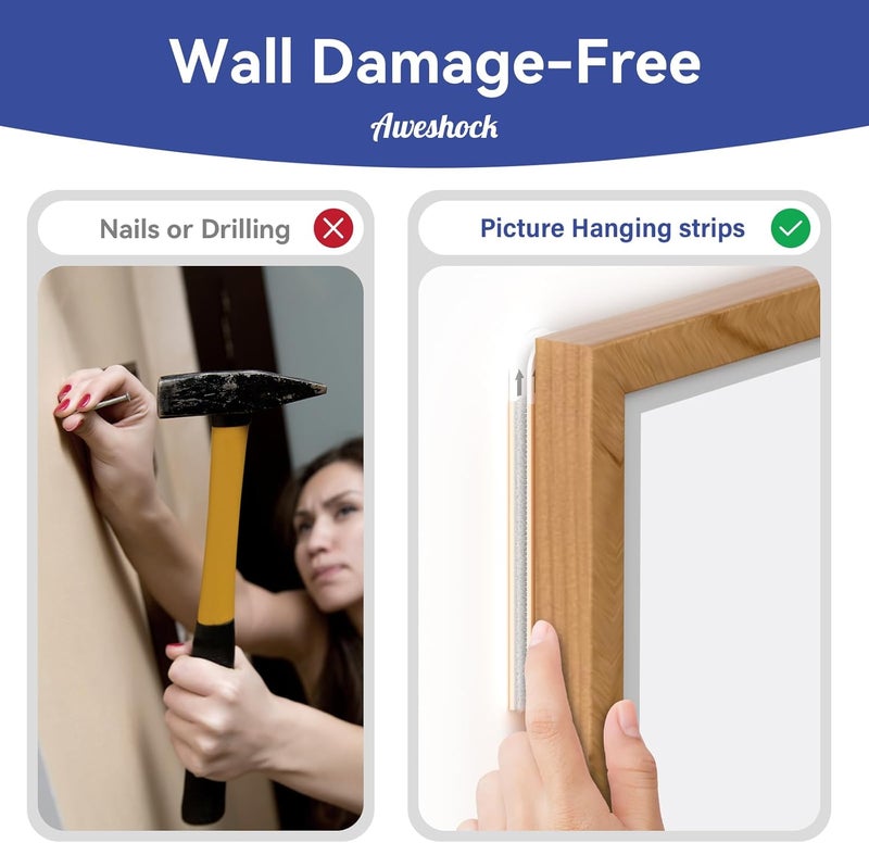 Aweshock Picture Hanging Strips Heavy Duty, Damage Free Hanging Picture Hangers, Picture Hanging Kit, Hanging Hooks Without Nails, 21 Pairs Wall Strips Sticky(42 Strips) - Image 4